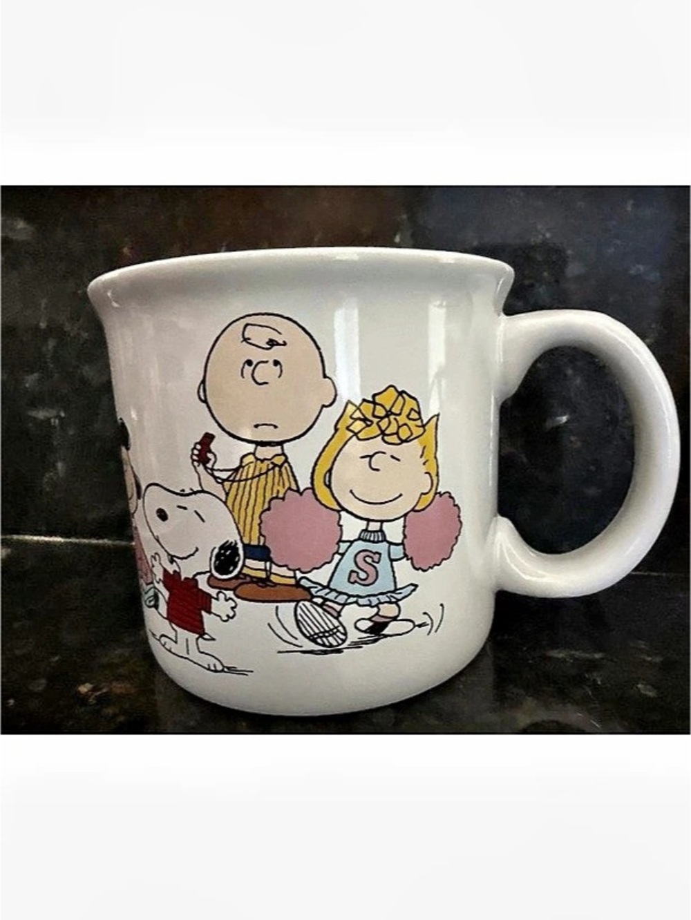 Peanuts Snoopy Football Coffee Mug Charlie Brown Sally Woodstock Helmet Ceramic